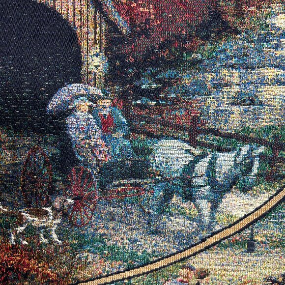 Thomas Kinkade Wall Hanging Tapestry Country Memories Song of Solomon Horses Rod - Picture 7 of 11